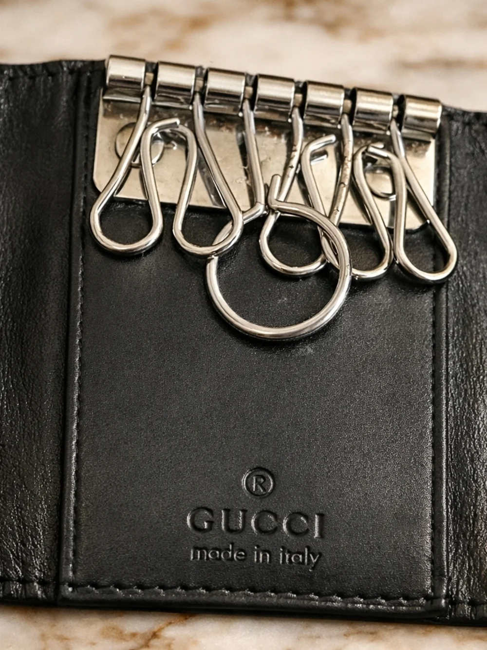 Good Gucci Leather Genuine Logo Key Holder Wallet